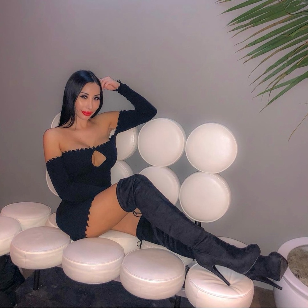 Black off the shoulder mini dress